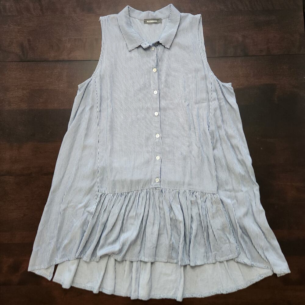 Alembika Stripe Button Down Tunic Blouse Size 4/Women's 12-14